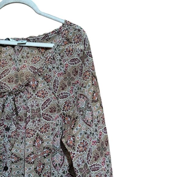 Liz Claiborne Top Womens 2X Multicolor Paisley Boho Print Lined Blouse - Picture 3 of 8